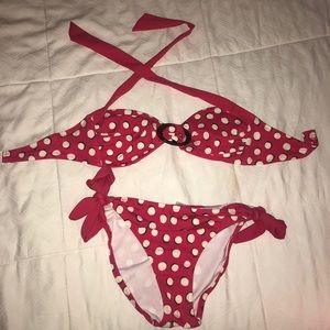 Pink polka dot bathing suit